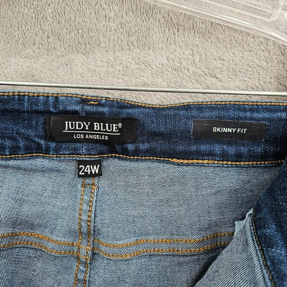 Judy Blue Skinny Fit Jeans 24W Dark Wash Button Fly Lightly Distressed High Rise - Picture 2 of 11
